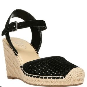 Franco Sarto Merona2 Black Wedge Espadrilles Size 7